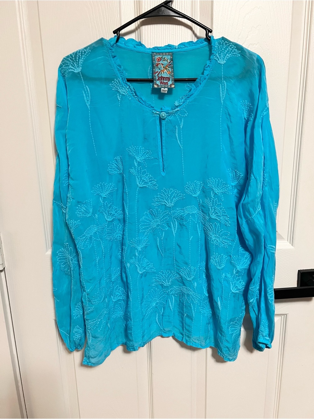 Johnny Was Daisy Arianda Sz M Embroidered Boho Long-Sleeve Tunic Top - Picture 8 of 8